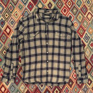 Lucky Brand Classic Fit Flannel Button-Up - Cream/Blue/Yellow, XXL